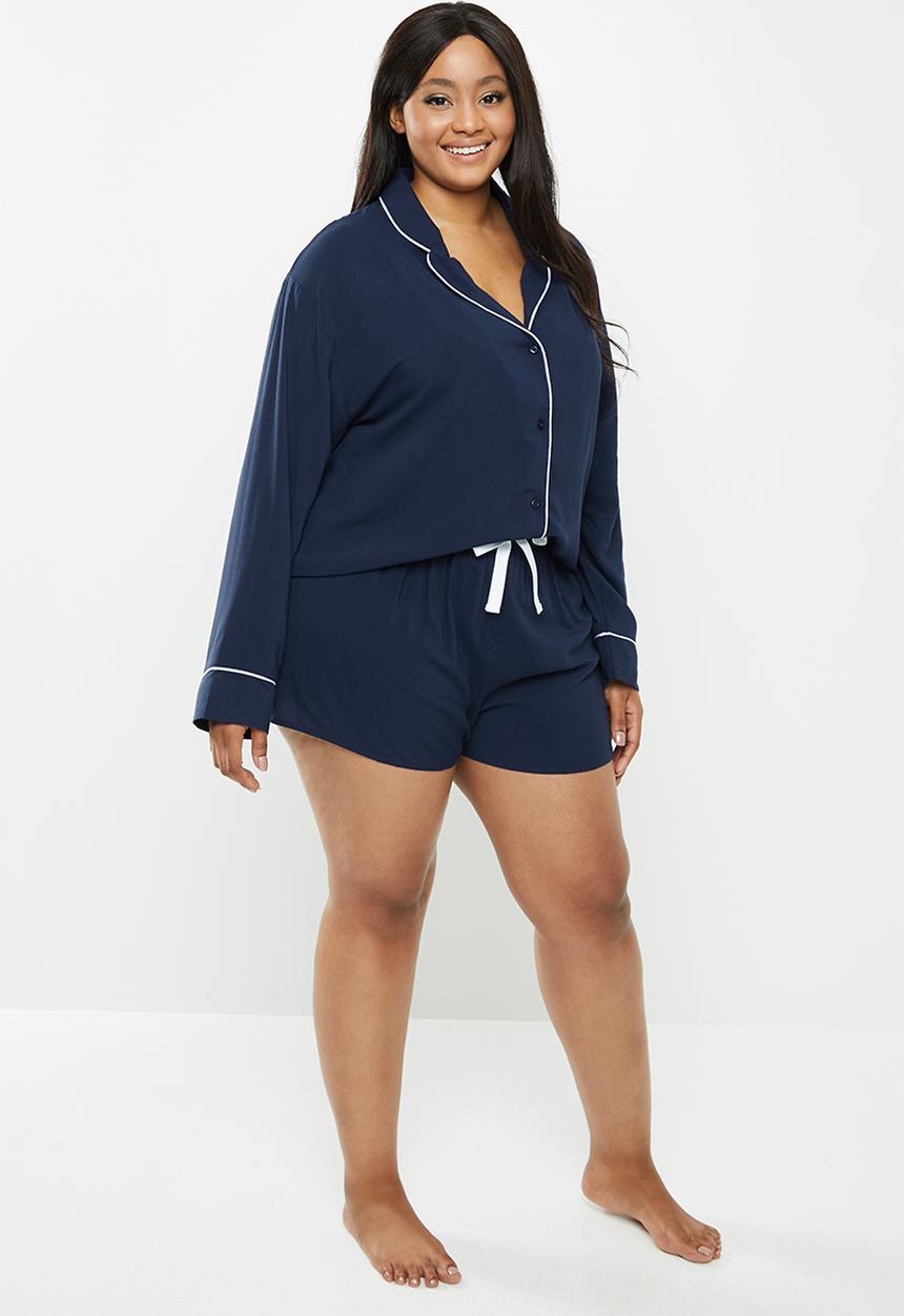Superbalist - Plus sleep shirt & shorts set - navy