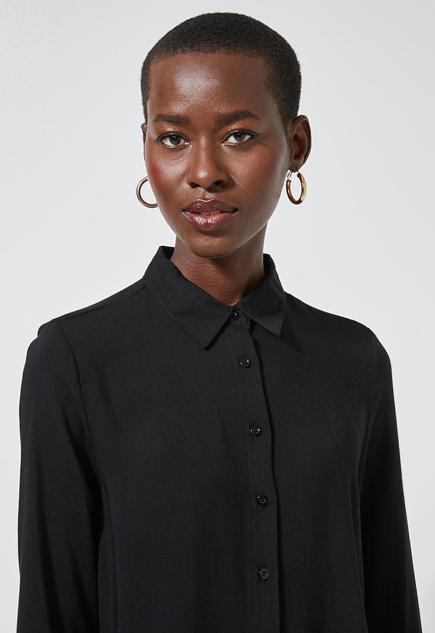 Superbalist - Relaxed curved hem shirt - black