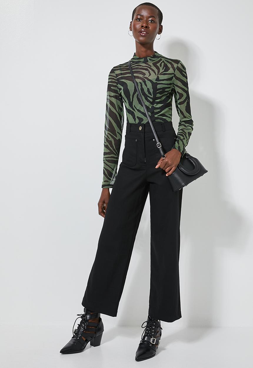Superbalist - Printed mesh tee - black & green