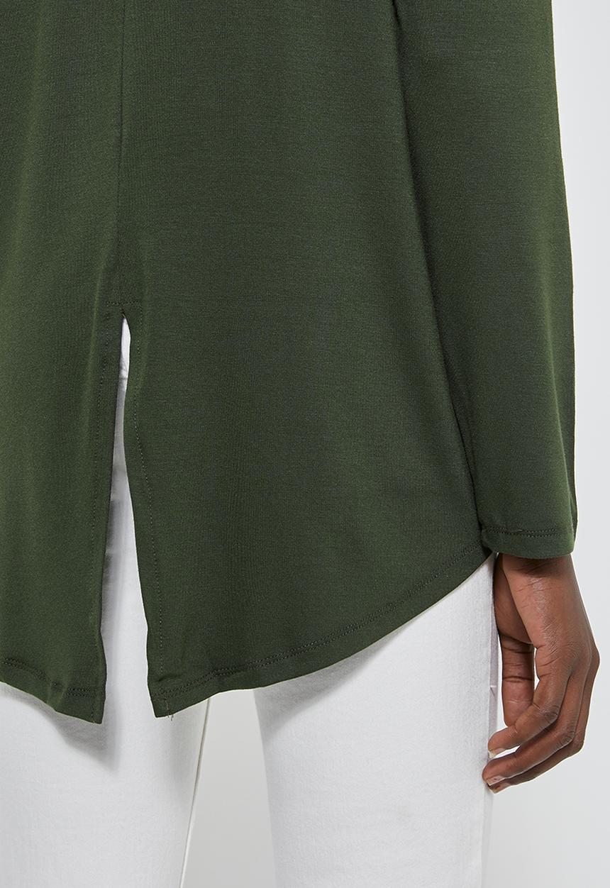 Superbalist - Longline curved hem top - khaki