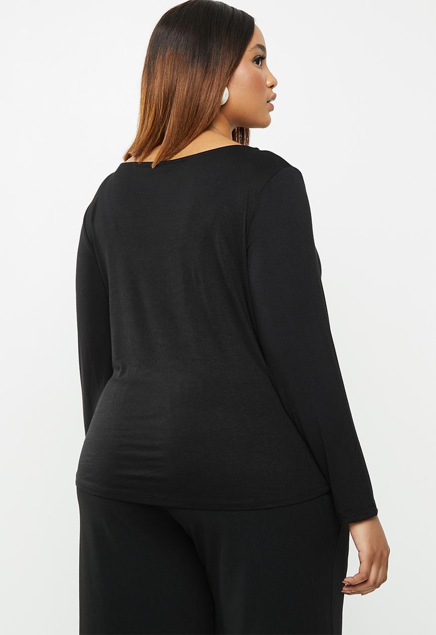 edit Plus - 2 Pack boat neck tops - black & white