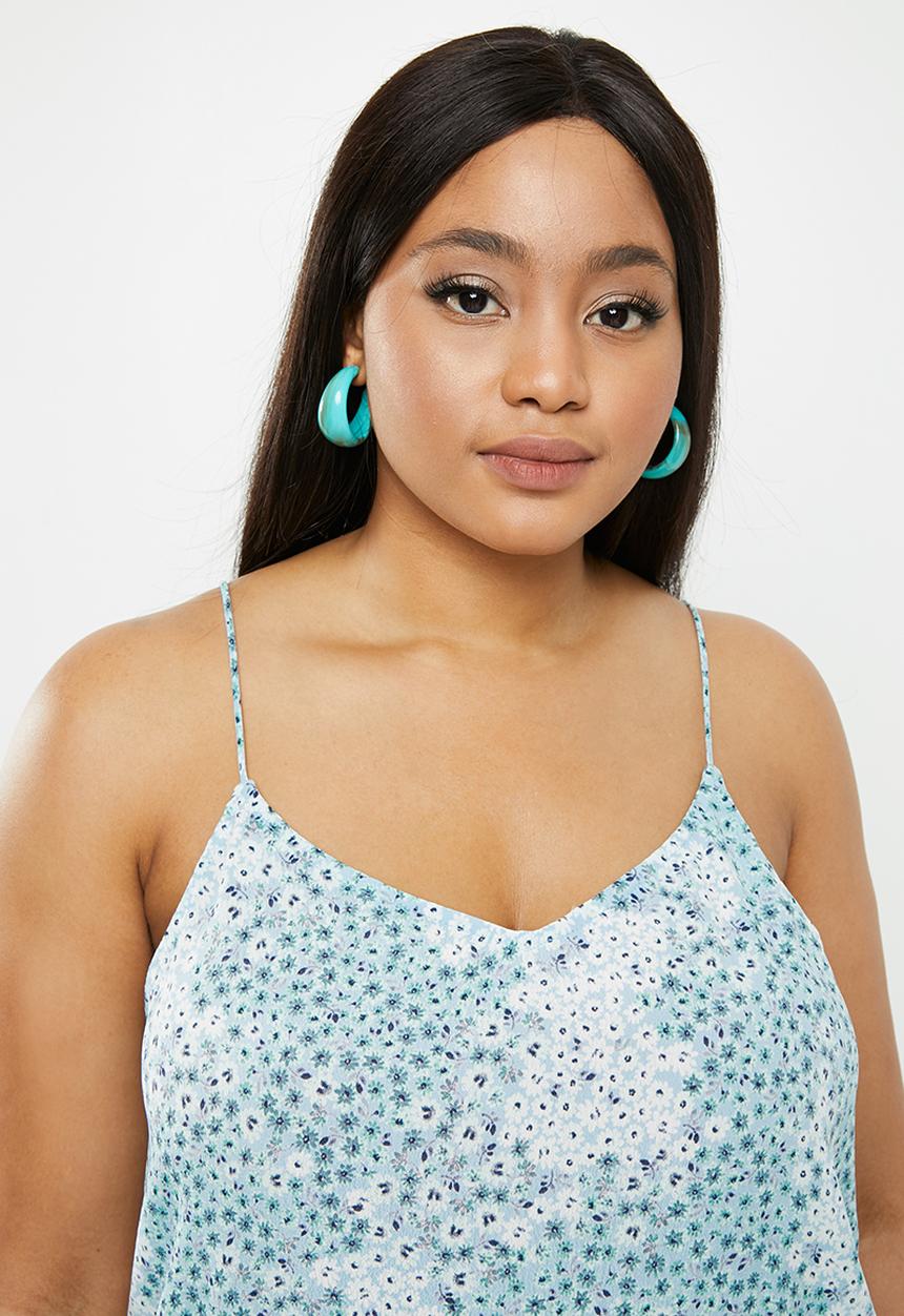 Cotton On - Curve astrid cami - ditsy cerulean