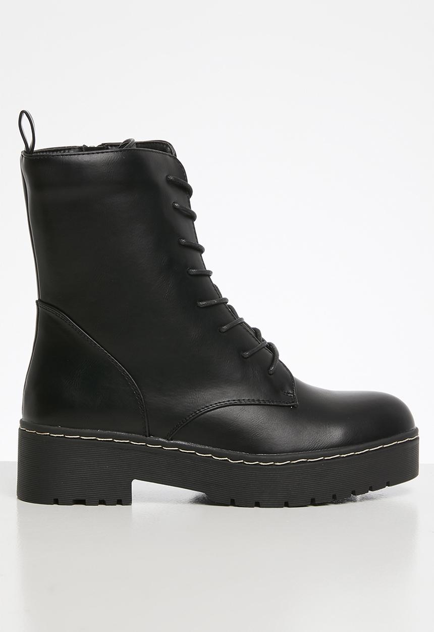 Cotton On - Frankie lace up flatform - black