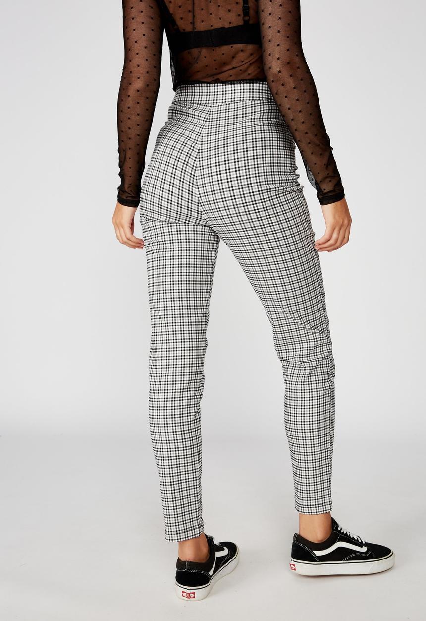 Factorie - Stretch check pant - black & white 
