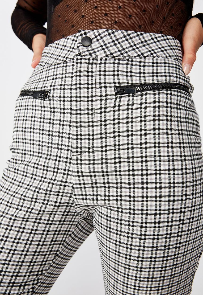 Factorie - Stretch check pant - black & white 