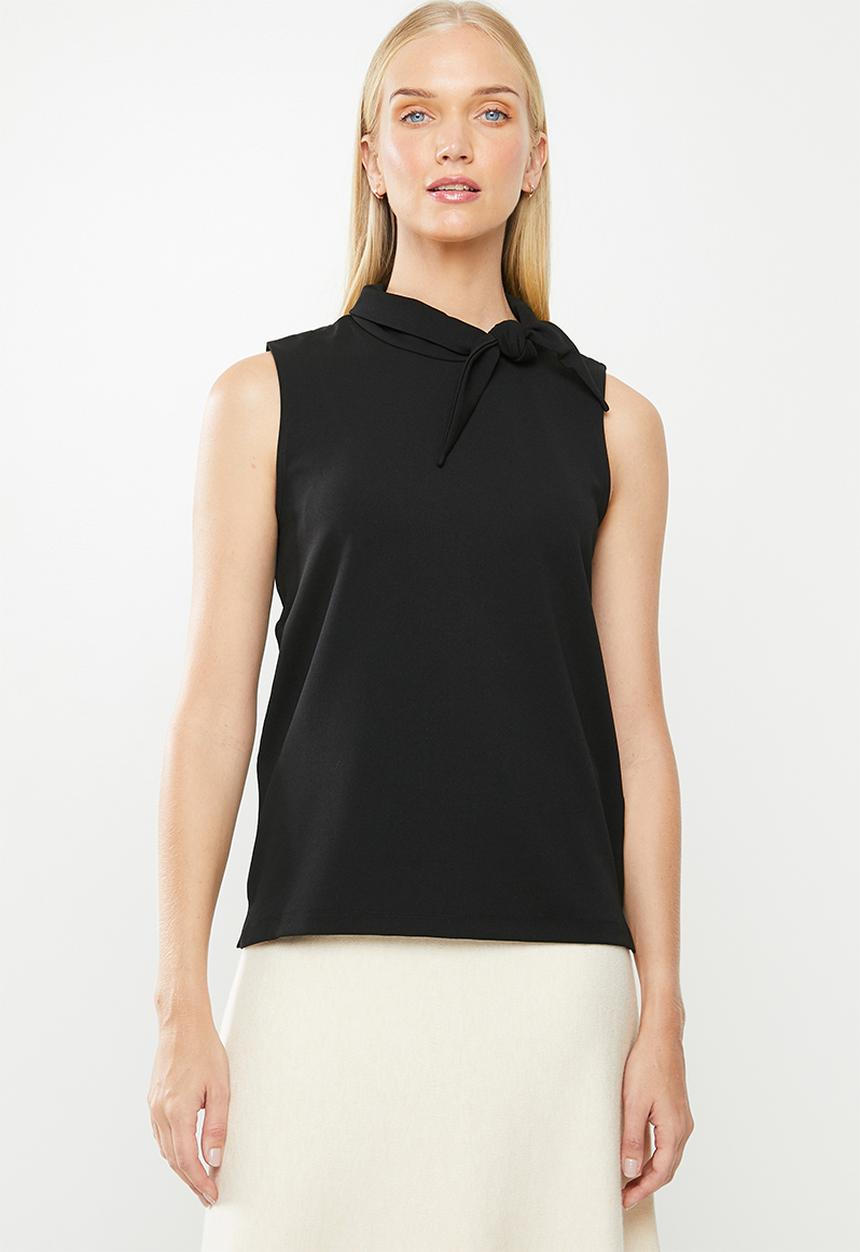 Jacqueline de Yong - Catia sleeveless neck binding top - black