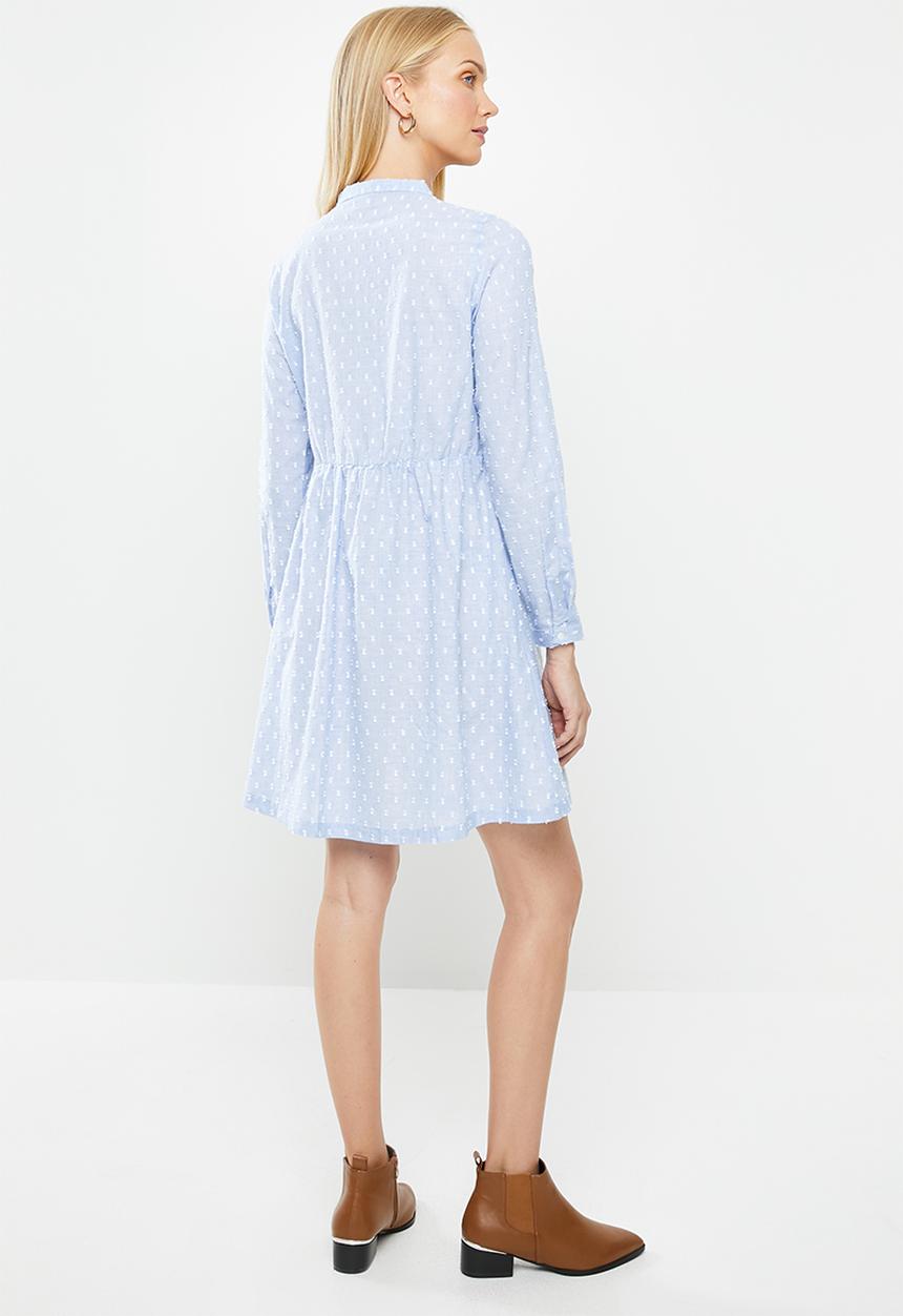 Jacqueline de Yong - May long sleeve short dress - blue 