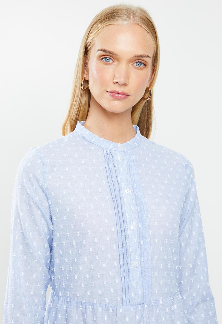 Jacqueline de Yong - May long sleeve short dress - blue 