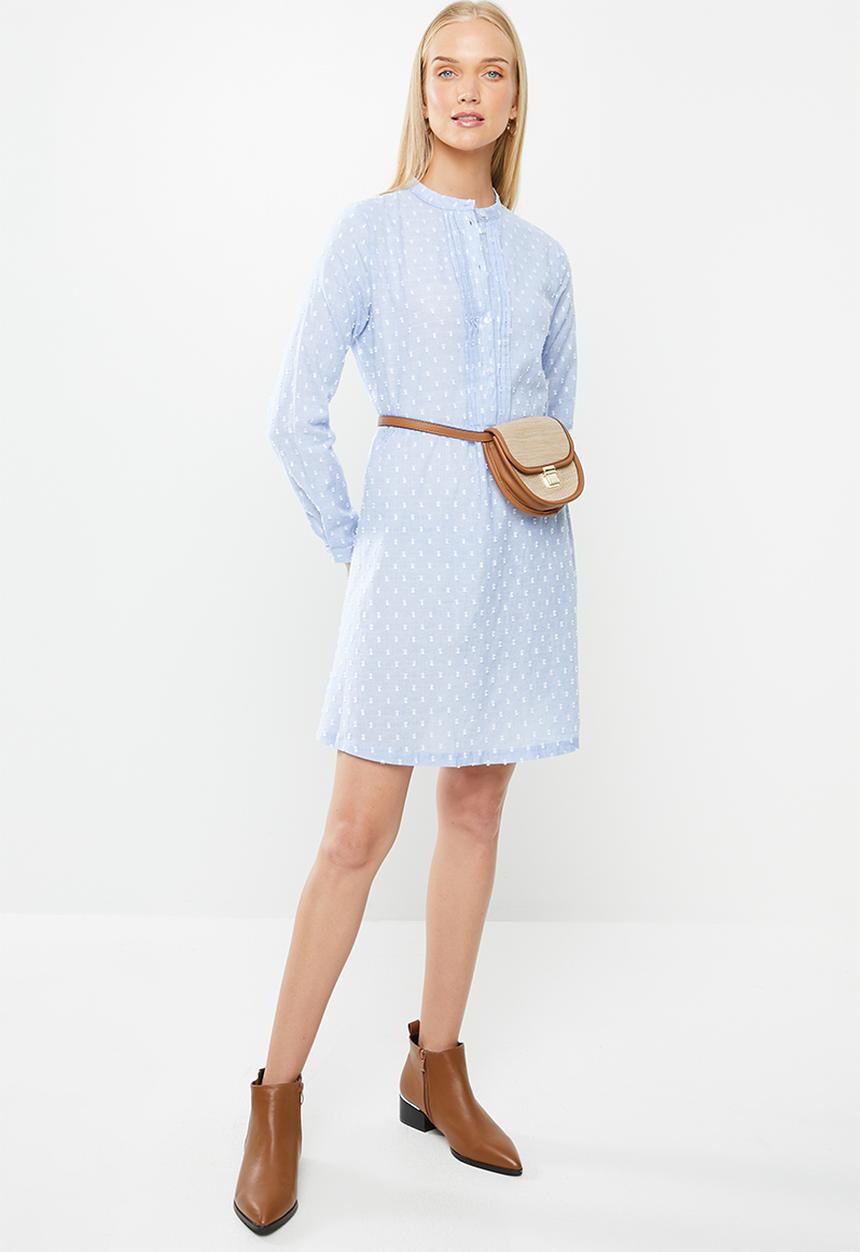 Jacqueline de Yong - May long sleeve short dress - blue 