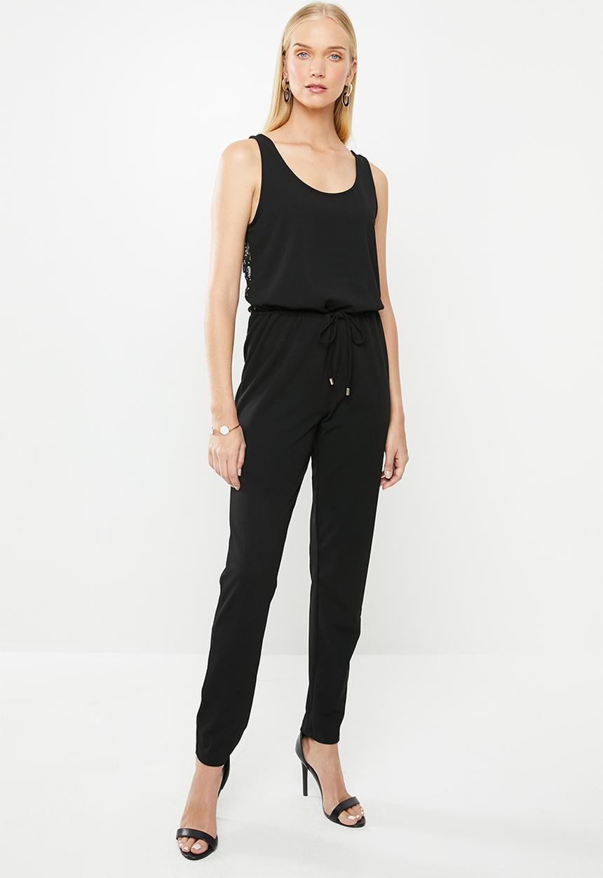 Jacqueline de Yong - Bell sleeveless lace jumpsuit - black