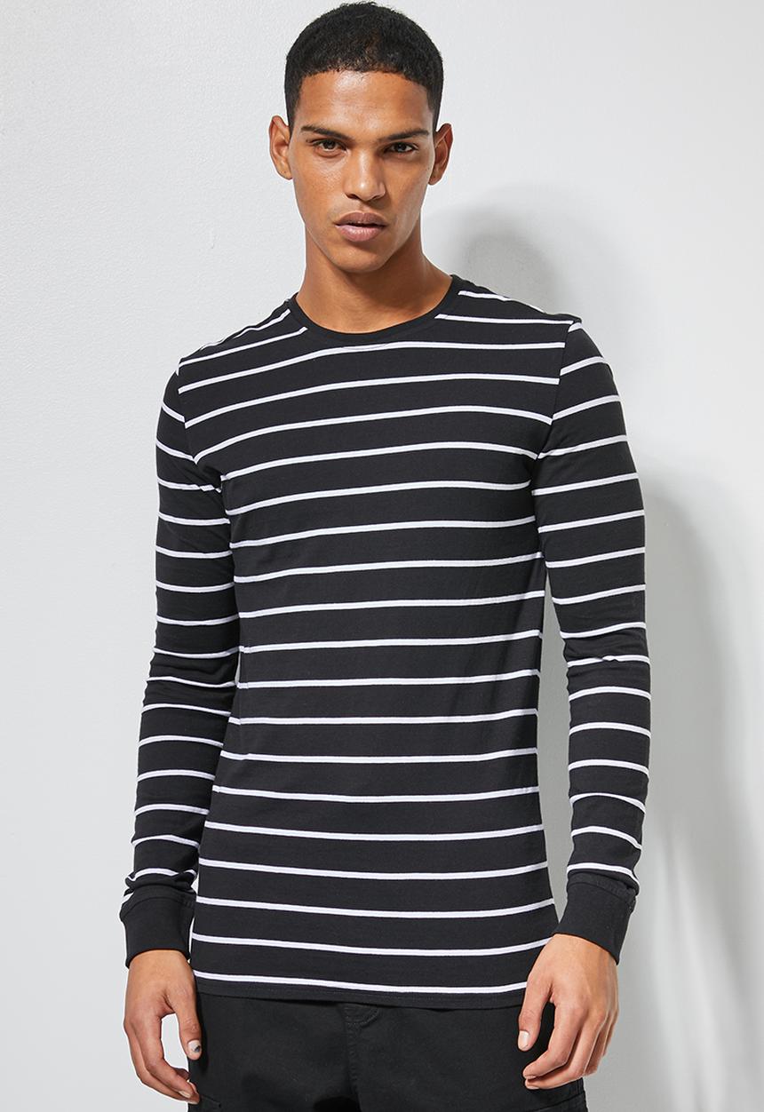 Superbalist - Stripe crew neck tee - black & white