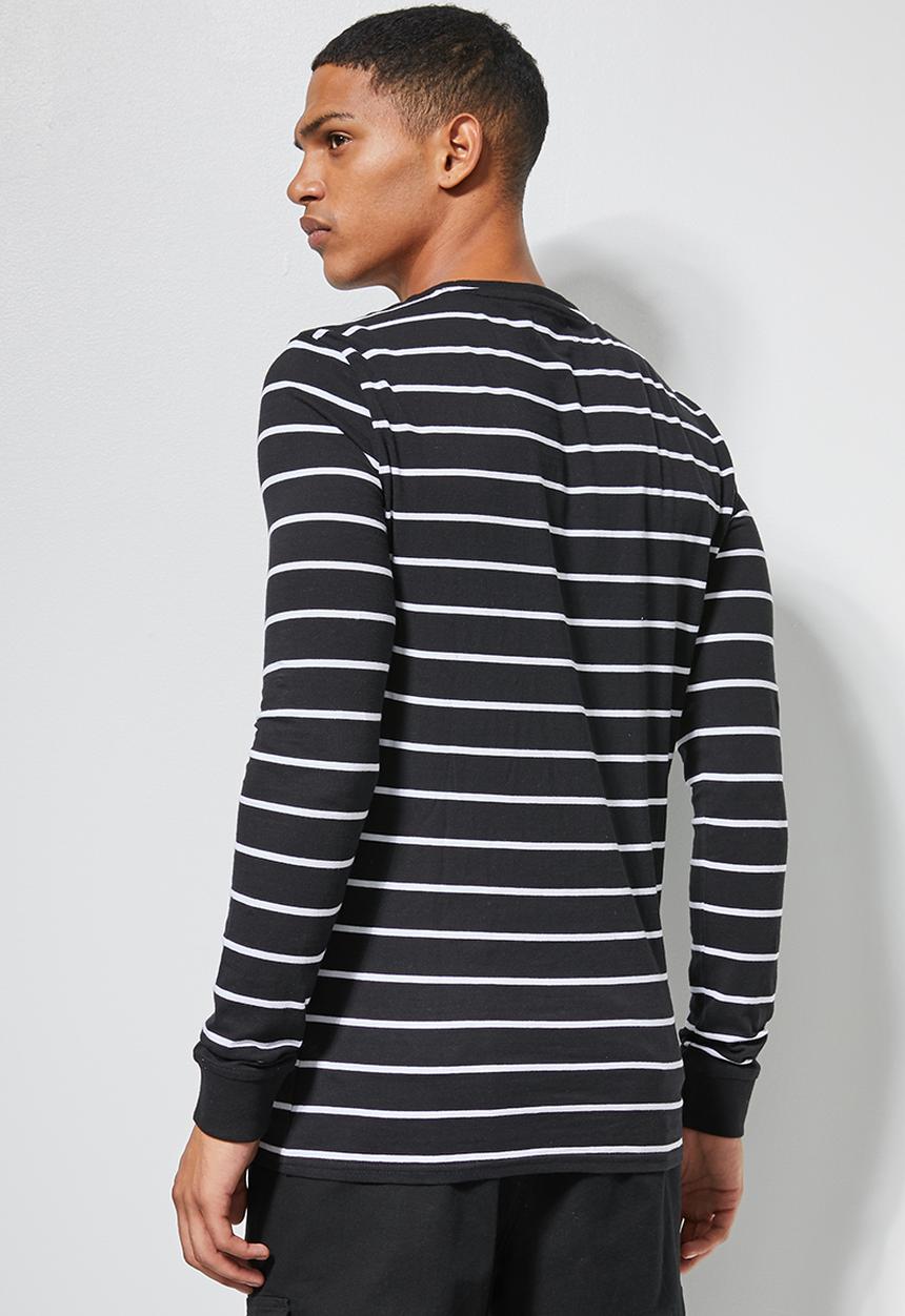 Superbalist - Stripe crew neck tee - black & white