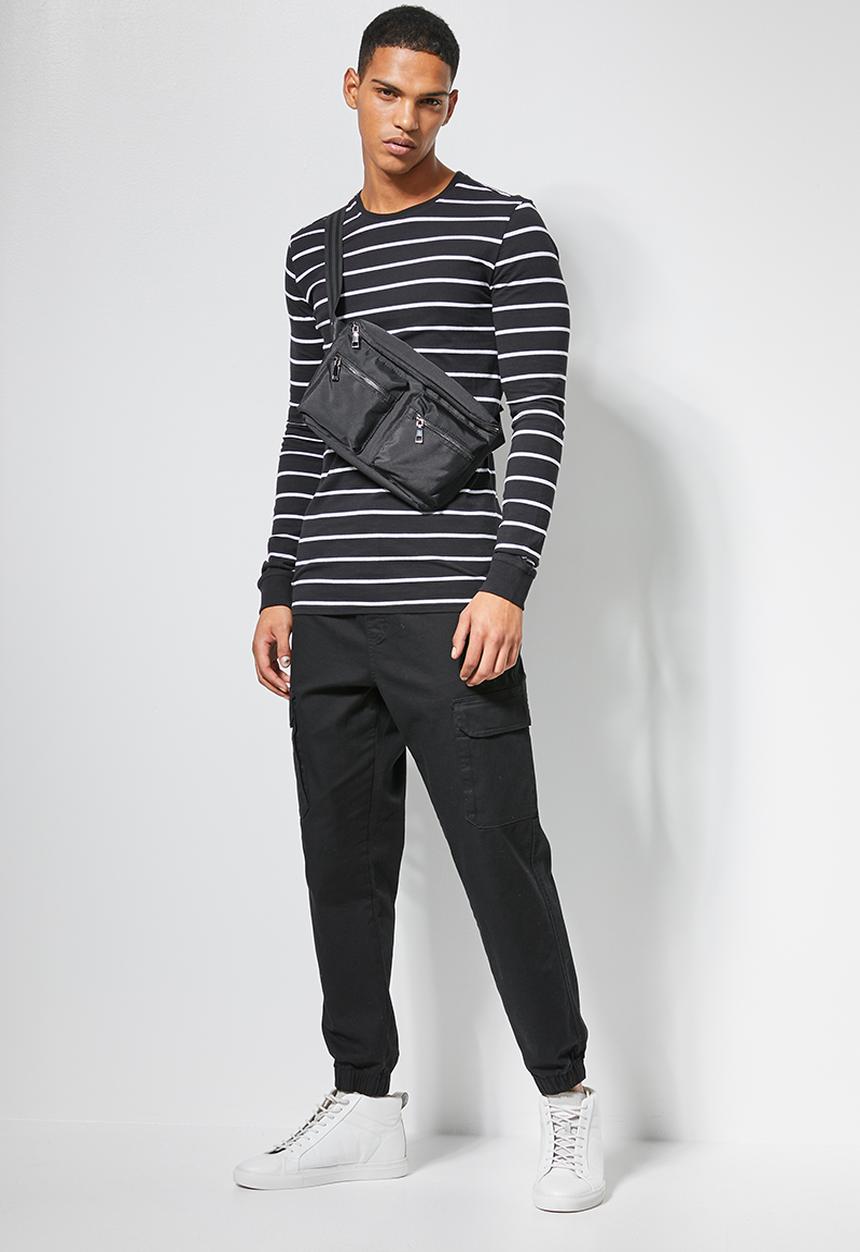 Superbalist - Stripe crew neck tee - black & white