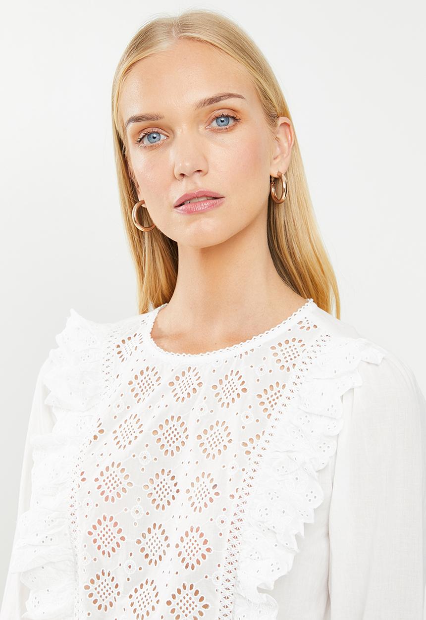 Vero Moda - Simme emb 7/8 top - white