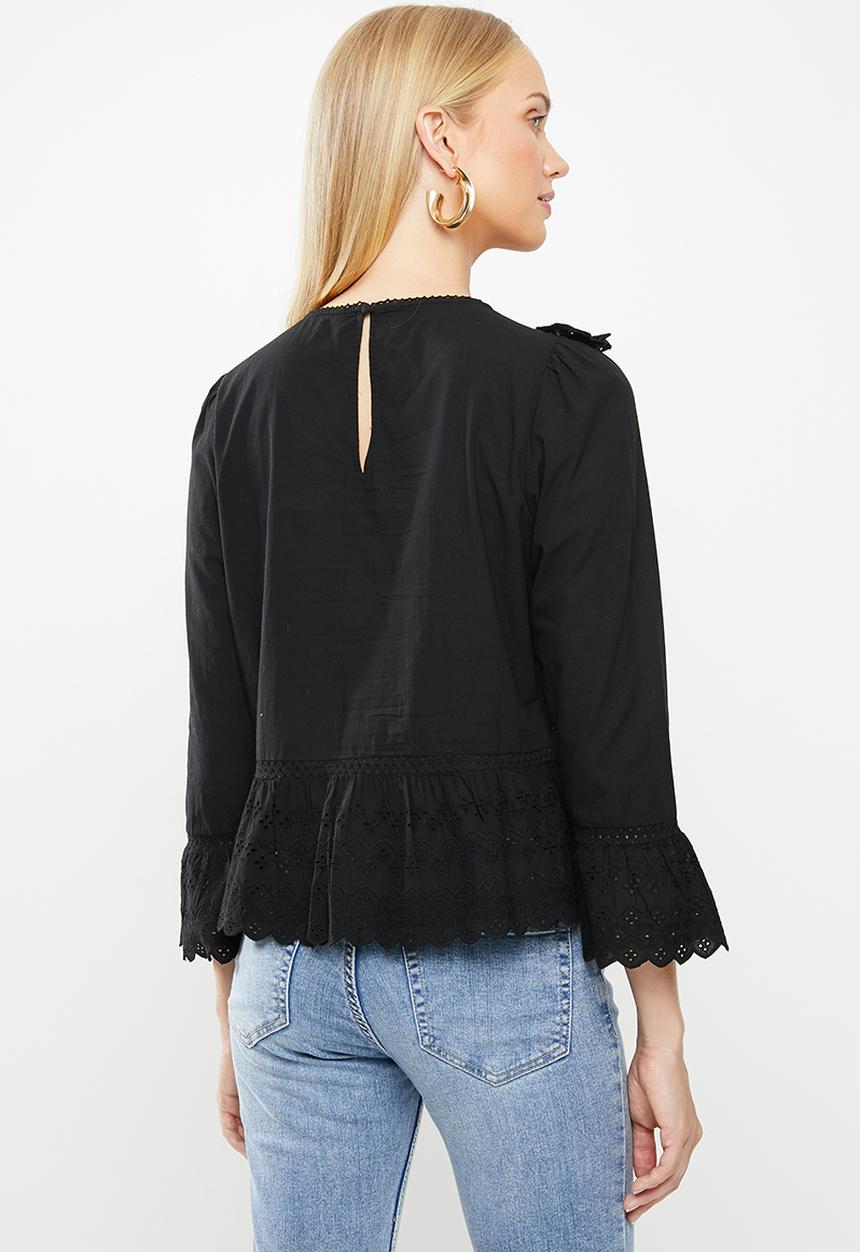 Vero Moda - Simme emb 7/8 top - black