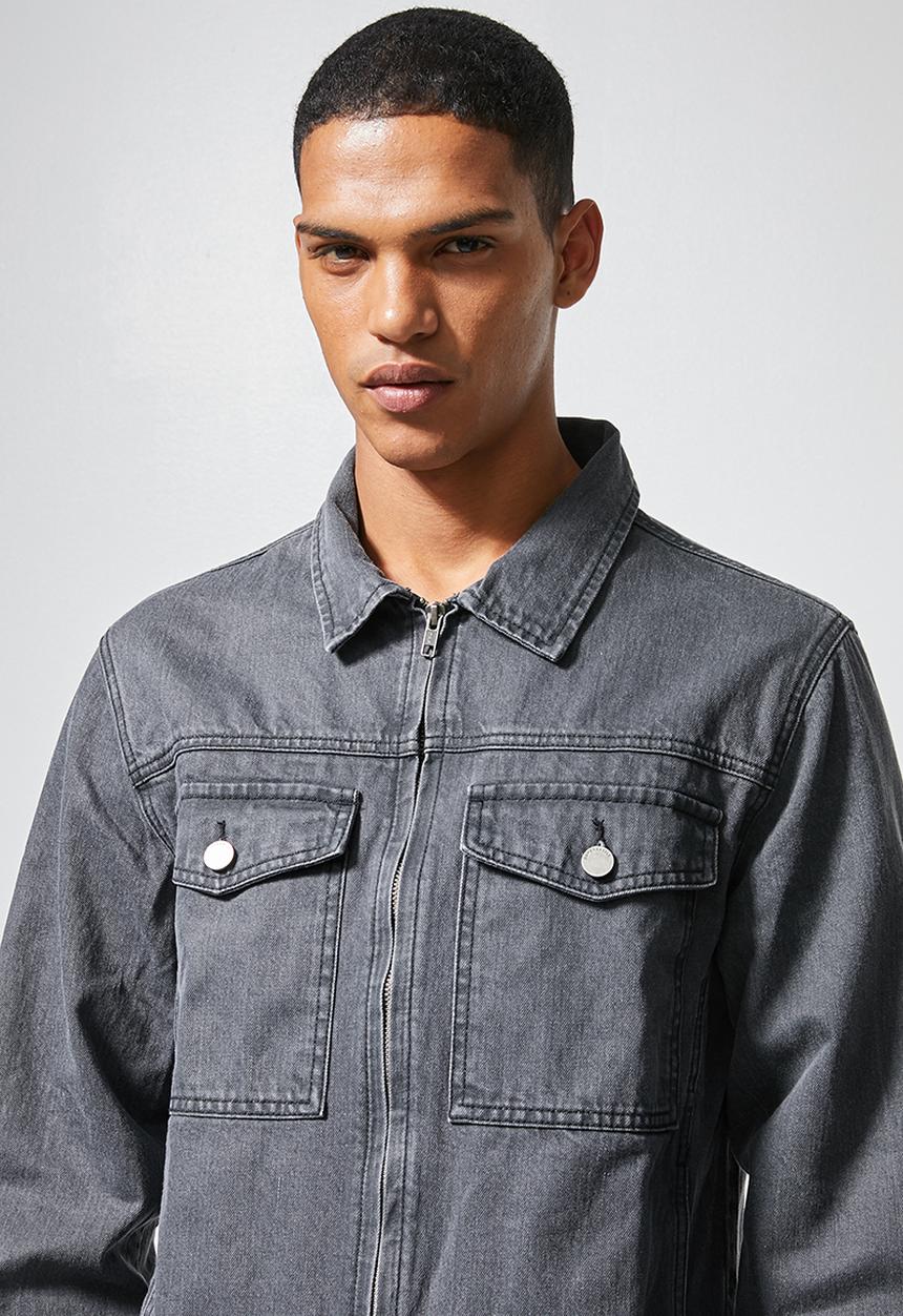 Superbalist - Zip through denim trucker jacket - grey
