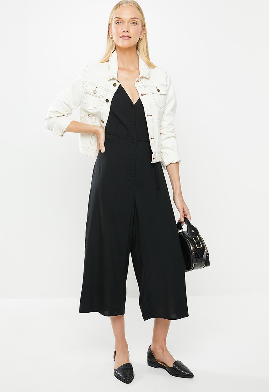 Cotton On - Woven Maggie short sleeve jumpsuit - black