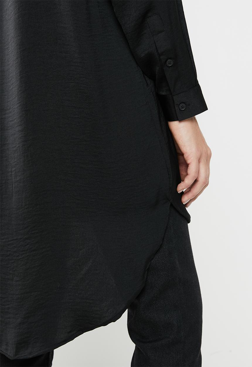 Jacqueline de Yong - Tara long sleeve hi-low long shirt - black