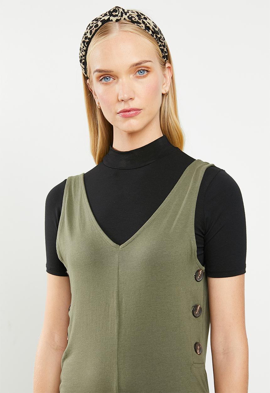 Jacqueline de Yong - Saki sleeveless button jumpsuit - green 