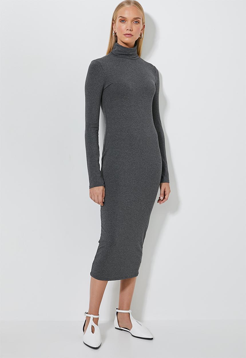 Superbalist - Poloneck midi dress - grey