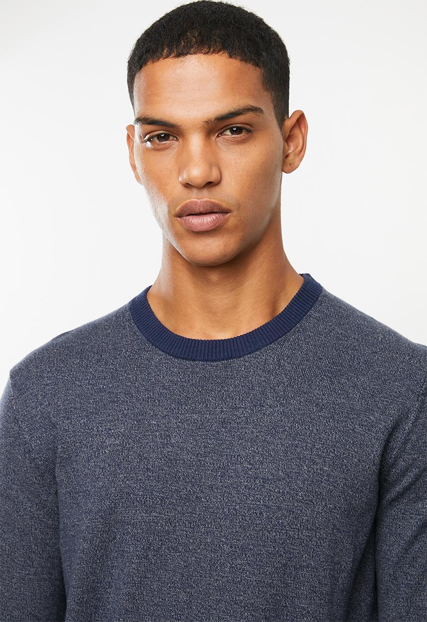 Selected Homme - Braden cot crew neck knit - blue