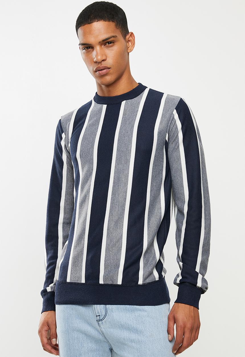 Brave Soul - Lyons vertical stripe crew knitwear - multi