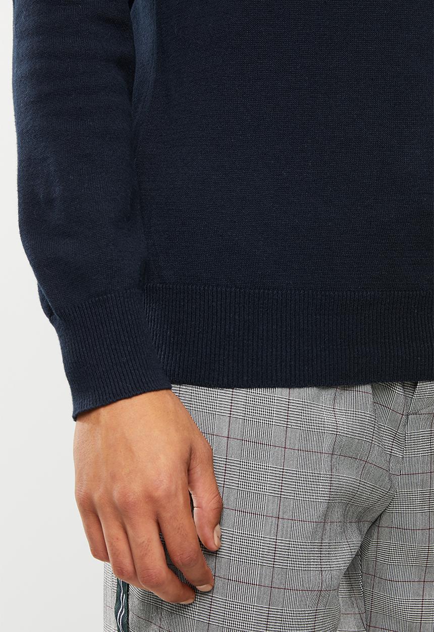 Brave Soul - Webster 1/4 zip knitwear - navy & green 