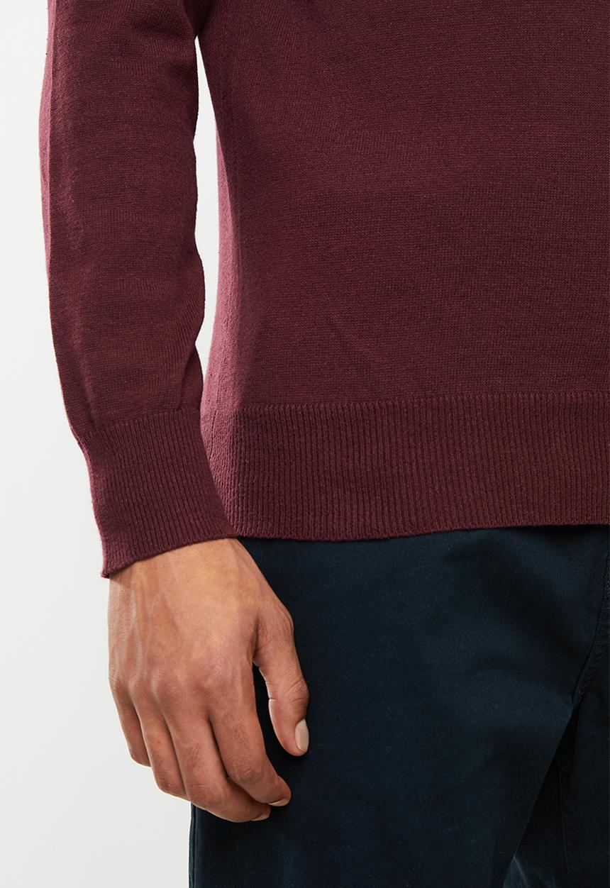 Brave Soul - Webster 1/4 zip knitwear - burgundy & navy 