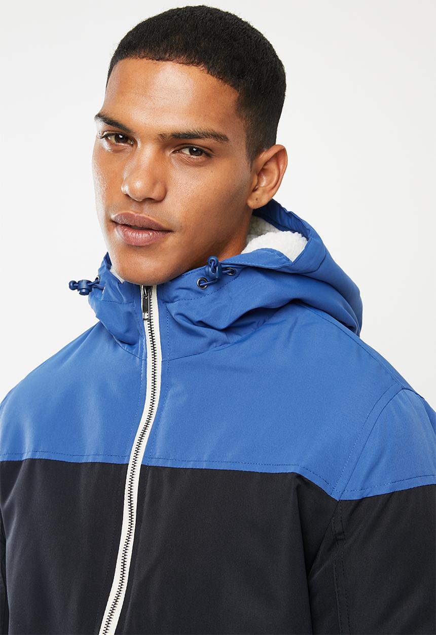 Brave Soul - Koeman colour block jacket - navy & blue 