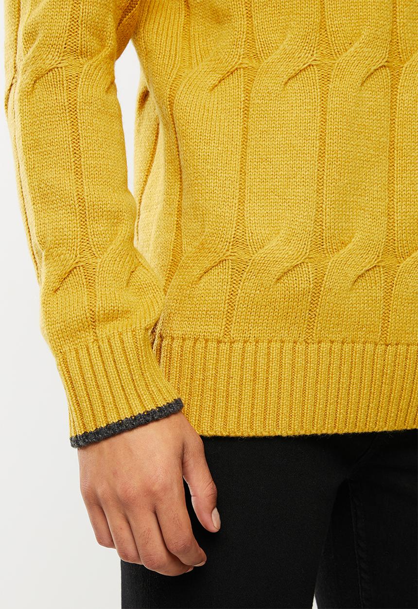 Selected Homme - Kale roll neck knit sweater - mustard