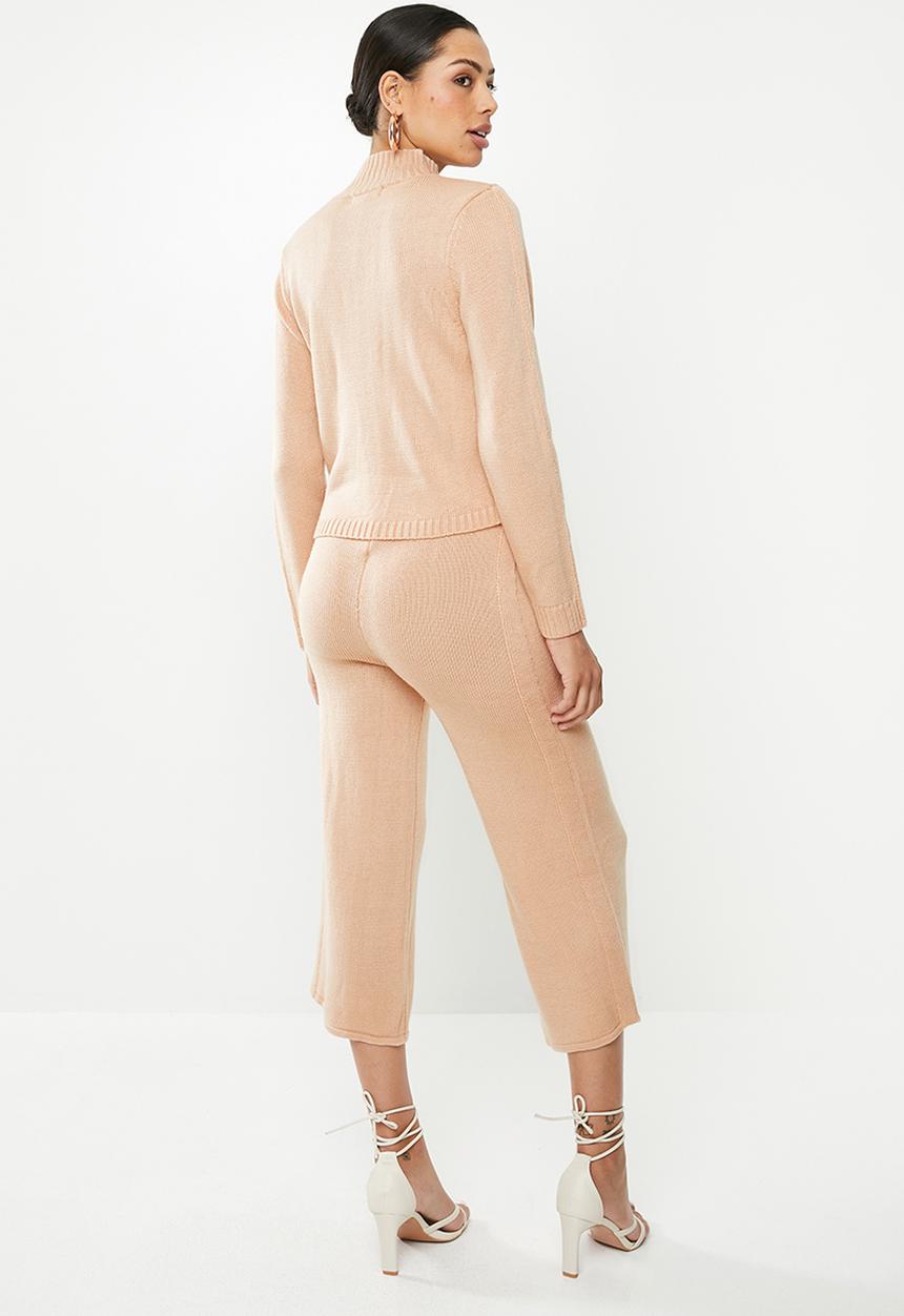 Missguided - High neck jumper side split jogger coord - pink