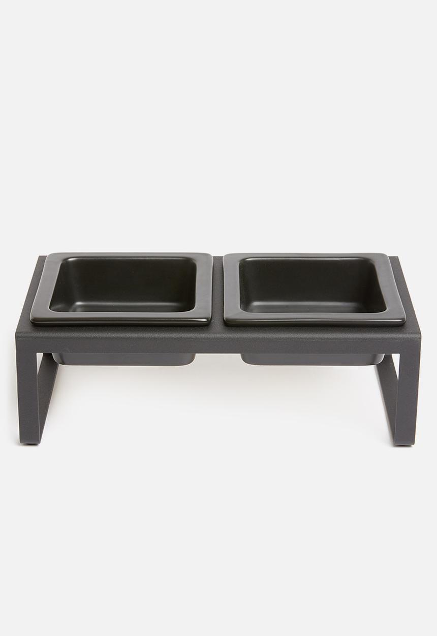 Yamazaki - Tower tall pet food stand - black