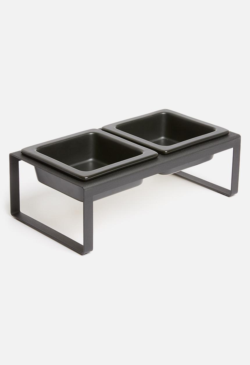 Yamazaki - Tower tall pet food stand - black