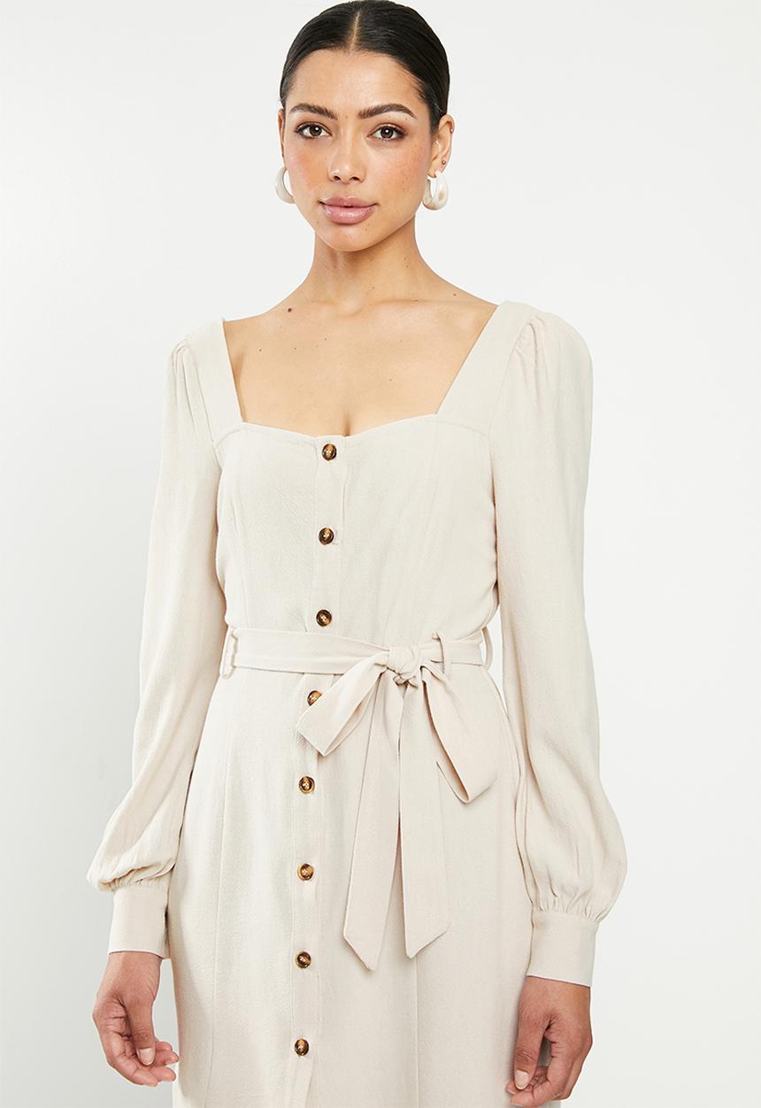 Glamorous - Button through mini with square neck - beige 