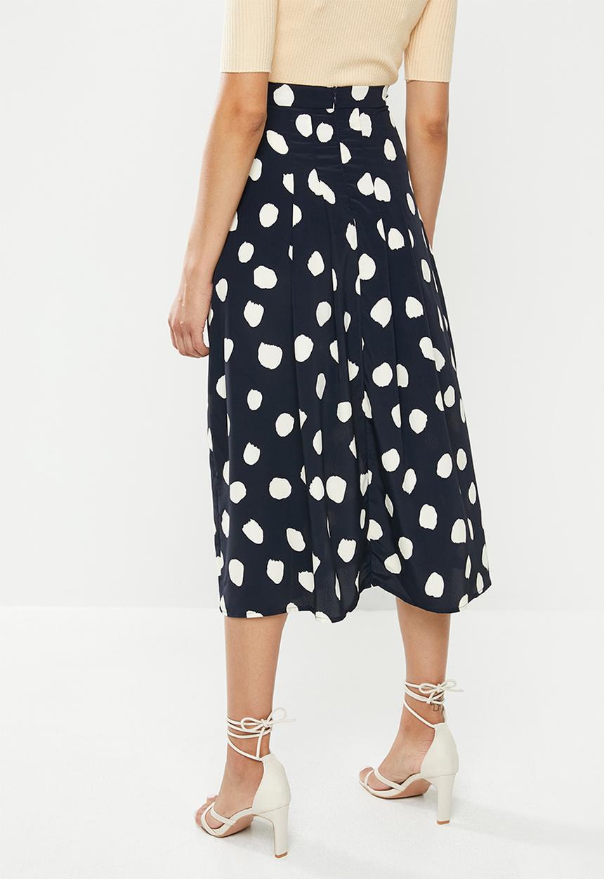 Glamorous - Messy spot skirt - navy & cream 