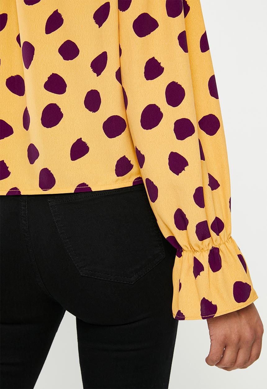 Glamorous - Purple spot blouse - yellow & purple 