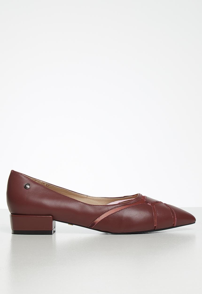POLO - Courtney leather heeled pointy pump - burgundy