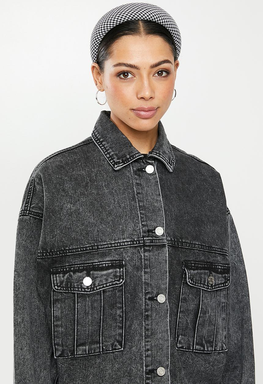 Missguided - 80's batwing collar oversized jacket - black