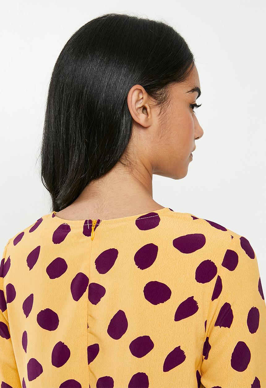 Glamorous - Petite messy spot tunic - yellow & purple 