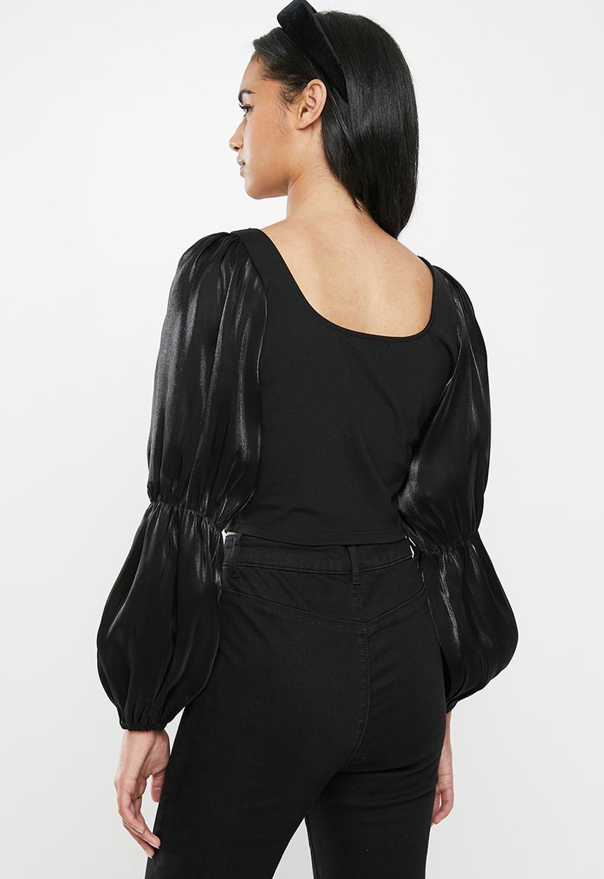 Glamorous - Petite square neck blouse - black
