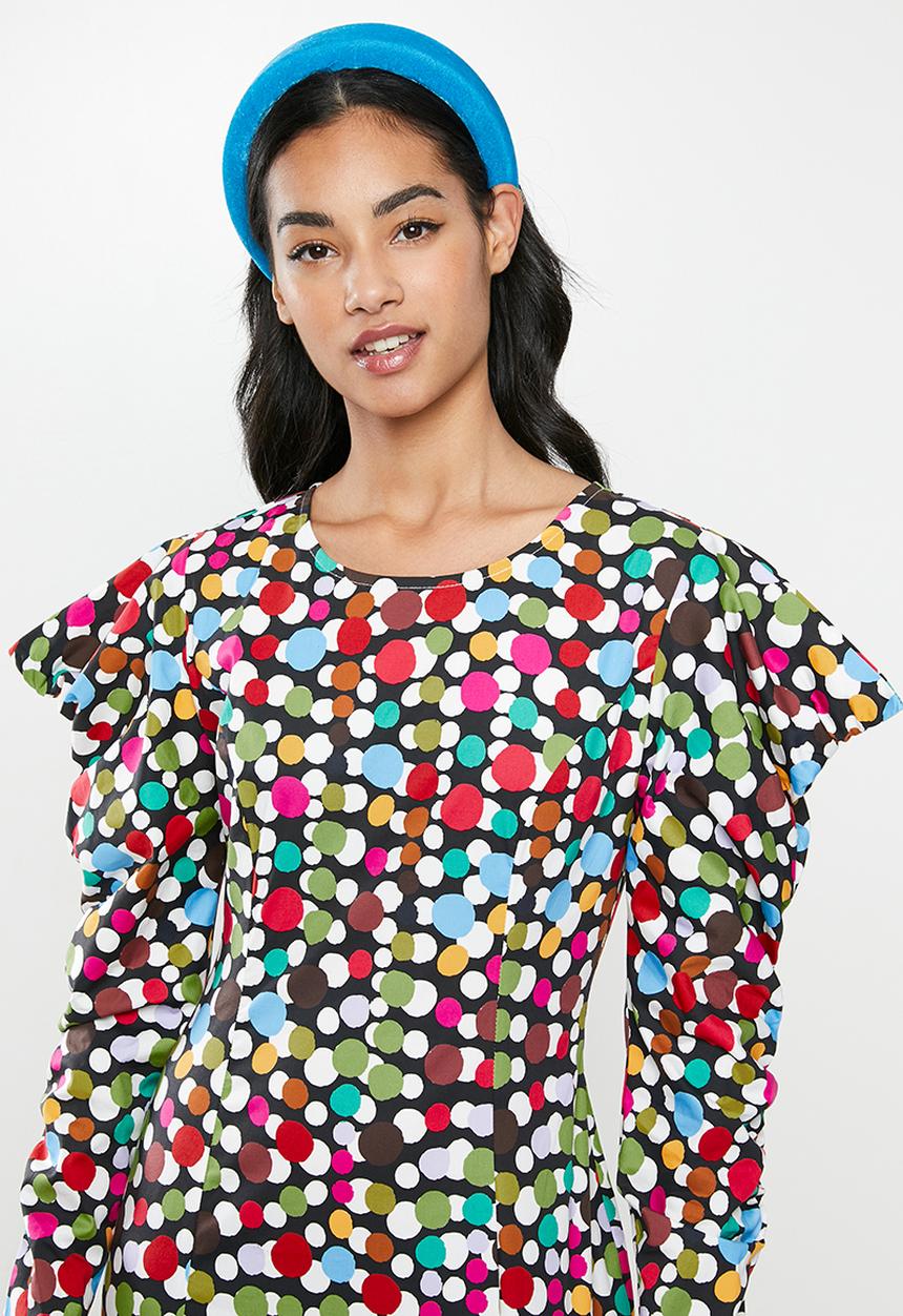 Glamorous - Petite scatter spot mini with puff sleeve - multi 