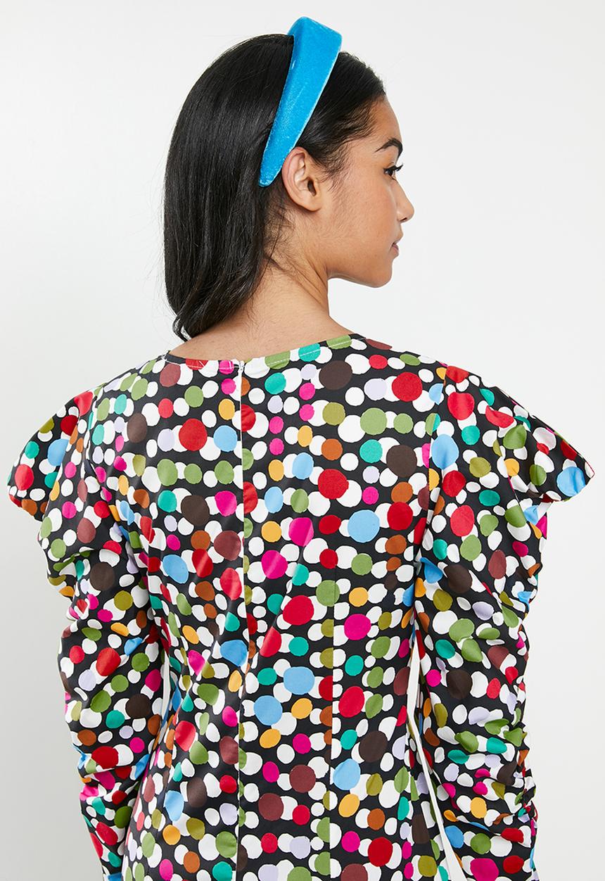 Glamorous - Petite scatter spot mini with puff sleeve - multi 