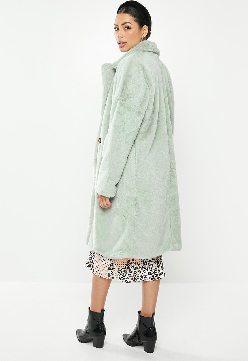 Missguided - Faux fur oversized coat - green