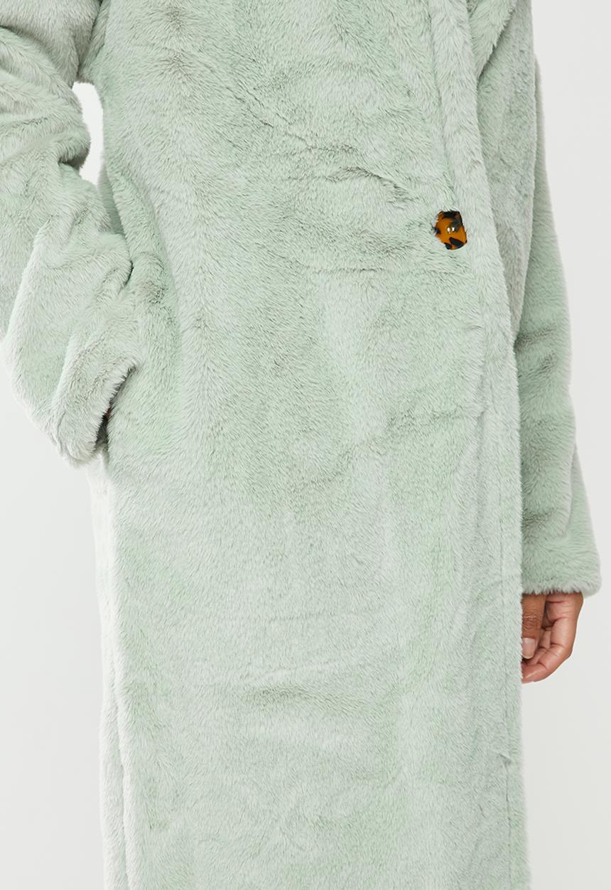 Missguided - Faux fur oversized coat - green
