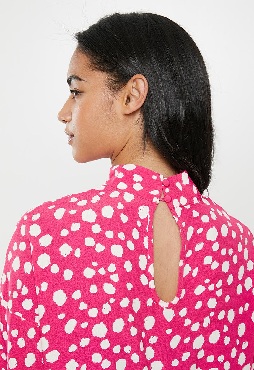 Glamorous - Petite spot leopard tunic - pink & white 