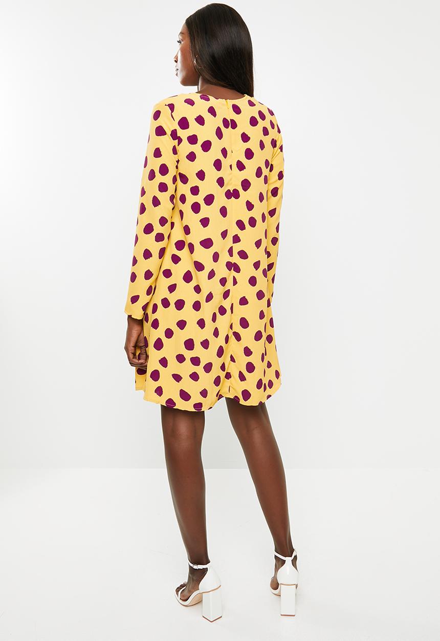 Glamorous - Maternity messy spot tunic - yellow & purple 