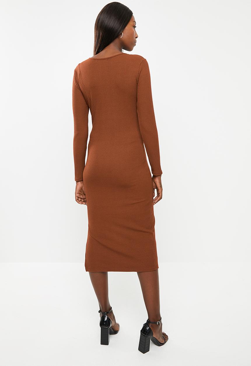 Glamorous - Maternity bodycon rust midi - rust