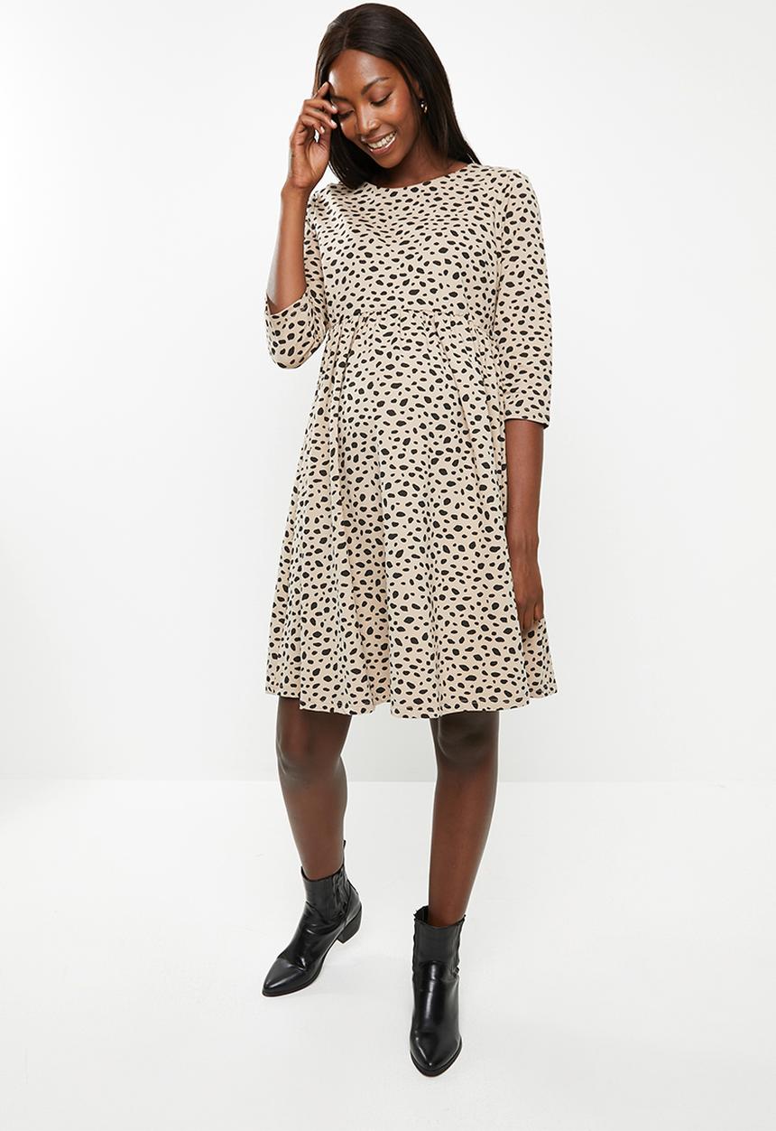 Glamorous - Maternity dalmation dress - beige & black 