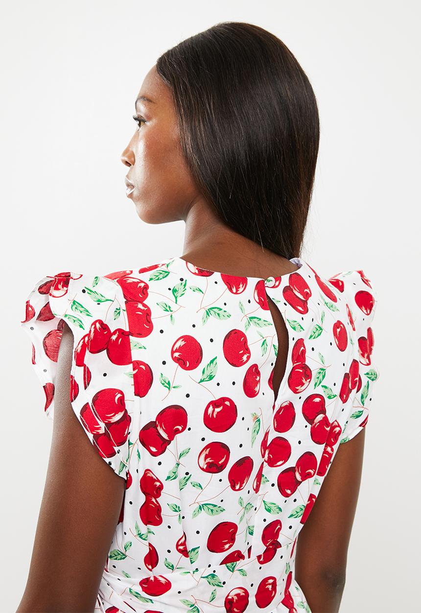 Glamorous - Maternity cherry tie waist dress - multi