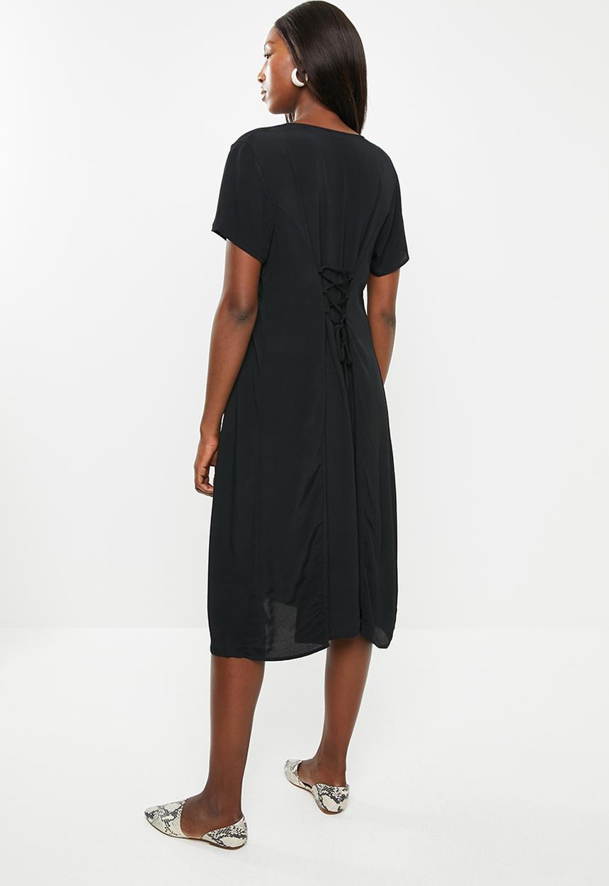 Cotton On - Maternity woven button front short sleeve midi dress - black